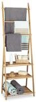 Relaxdays Handtuchhalter Bambus, Faltbar, kleiner Kleiderst&auml;nder, 3 Ablagen, 3