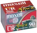 Maxell 108562 UR-90 5PK Audiokassetten mit normalem Bias, 90 Minuten, mit Etuis,