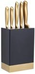 KitchenCraft MasterClass Messerset mit Block, 5-teilig, messingfarbener Edelstahl,