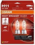 Osram NIGHT BREAKER SILVER H11, +100% mehr Helligkeit, Halogen-Scheinwerferlampe,