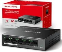 Mercusys MS105GP PoE Switch 5-Port Gigabit LAN Switch mit 4 PoE+ Ports (65 Watt,
