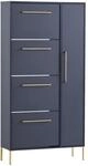 Schildmeyer Kent Schuhschrank 701828, Nachtblau/Gold, 88,4 x 30 x 174,2 cm