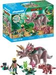 PLAYMOBIL | Dinos | Triceratops mit Jungtier | Dino Spielset | Tierfiguren 