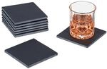 Relaxdays Schiefer Untersetzer 8er Set, eckige Getr&auml;nkeuntersetzer, HxB: 10 x 10 cm,