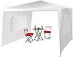 Relaxdays Pavillon 3x3 m, 2 Seitenteile, Metall Gestell, PE Plane, Fenster,...