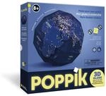 POPPIK 1841265 3D-Bastel-Globus, Erde bei Nacht, nachtleuchtender Lernglobus inkl.
