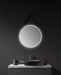 Talos White Light runder Badspiegel &Oslash; 50 cm &ndash; Wandspiegel in matt wei&szlig; &ndash;