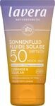 lavera Sonnenfluid Sensitiv LSF 50 - Sonnencreme f&uuml;r Gesicht und Dekollete - ohne