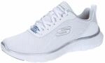 Skechers Damen Flex Appeal 5.0 New PathSneaker, Wei&szlig;es Netzgewebe mit silberfarbenem