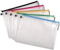 Exacompta Netztaschen mit Rei&szlig;verschluss, transparent, A3, 10 St&uuml;ck
