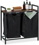 Relaxdays W&auml;schekorbregal, HBT: 72x73x33 cm, W&auml;scheablage, 2 ausziehbare...