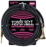 Ernie Ball Geflochtenes Instrumentenkabel Gerade/Winkel 3,05 m - Schwarz mit