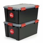 Iris Ohyama Luftdichte Kunststoff-Aufbewahrungsboxen mit Deckel, 50L, 2er-Set,