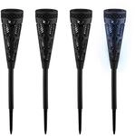 Relaxdays Solarlampe 4er Set, Fackel-Design, Gartenbeleuchtung mit Lichteffekt, H x