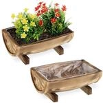 Relaxdays Blumenkasten Holz, 2er Set Pflanzkasten, HBT: 12,5 x 29,5 x 20 cm,...
