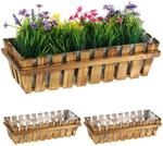 Relaxdays Blumenkasten, 3er Set, Holz, Lattenoptik, Fensterbank und Balkon,...