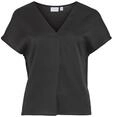 Vila Damen Viellette V-Neck S/S Satin Top-Noos Kurzarmbluse 14089239,Schwarz,44