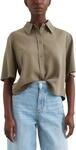 Marc O'Polo Denim Damen Kurzarmbluse mit Kentkragen Cropped, Gr&uuml;n (Dusky Green), L