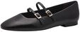 Tamaris Damen Ballerina mit Strap Leder flach, schwarz, 40 EU