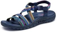 Skechers Damen Reggae Sew Me Slingback im Boho-Stil Sandale, Navy Blue Multicoloured,