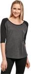 Build Your Brand Ladies 3/4 Contrast Raglan Tee M,Charcoal (Heather)