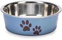 Karlie Edelstahlnapf Ascar mit Pfotenmotiv 300 ml &oslash;: 10 - 12 cm blau