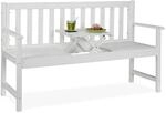 Relaxdays Gartenbank mit integriertem Tisch, 3 Sitzer, robuste Holz Sitzbank,...