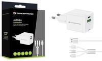 Conceptronic 2-Port 33W GaN USB-PD-Ladeger&auml;t mit 3-in-1-Ladekabel, USB-C x 1, USB-A
