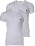 Emporio Armani Herren 2-Pack V Neck Essential Core Logoband T-Shirt, White/White, S