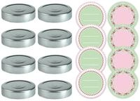 Dr. Oetker Marmeladendeckel-Set &Oslash; 8 cm mit Aufklebern, Schraubdeckel f&uuml;r
