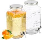 Relaxdays Getr&auml;nkespender 2er Set, Limobeh&auml;lter 3,5 l, Zapfhahn & Deckel,