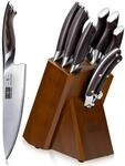 HOSHANHO Messerblock Set mit 8-TLG, Profi Messerset mit Holzblock, Scharf Edelstahl