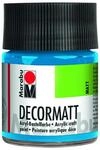 Marabu 14010005095 - Decormatt Acryl Azurblau 095, 50 ml, samtmatte Acrylfarbe auf