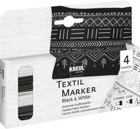 KREUL 92751 - Textil Marker Opak Black and White, 2 x medium, 2 x fine,