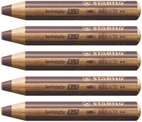 STABILO - Buntstift, Wasserfarbe & Wachsmalkreide - woody 3 in 1-5er Pack -...