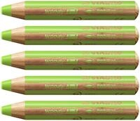 STABILO - Buntstift, Wasserfarbe & Wachsmalkreide - woody 3 in 1-5er Pack - hellgr&uuml;n