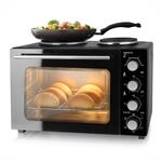 EMERIO Backofen mit 32 Litern + 2 Herdplatten | Umluft + Ober-/Unterhitze | Timer +