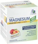 Magnesium 400 + D3 + K2 direkt mit leckerem Pfirsich-Maracuja Geschmack -