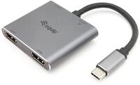 Equip Adapter USB-C/133484 USB-C 4-in-1 Dual-HDMI-Adapter/Silber
