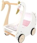 small Foot Puppenwagen Schwan aus Holz, inkl. Wendebettw&auml;sche, f&uuml;r Puppen und