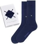 Burlington Herren Socken Basic Uni Gift Box M So Baumwolle einfarbig 2 Paar, Blau