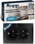 Kopp PARIS 2-fach Schutzkontaktsteckdose in Matt-Schwarz - Unterputz-Steckdose...