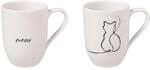 Villeroy & Boch &ndash; Statement Tassen Set "Katze" 2 teilig Wei&szlig;, Schwarz,