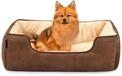lionto Hundebett 2-in-1 in Wildlederoptik, 80 x 60 cm, Braun/Beige