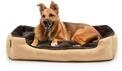 lionto Hundebett mit Wendekissen, Hundek&ouml;rbchen, 90 x 70 cm, Beige/Braun |...