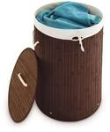 Relaxdays W&auml;schekorb Bambus, faltbare W&auml;schetonne mit Deckel, Volumen 70 l,