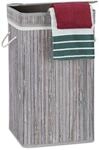 Relaxdays W&auml;schekorb Bambus, faltbar & tragbar, XL 70l mit Deckel, eckiger
