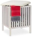 Relaxdays W&auml;schekorb mit Sitz, Badhocker, Landhausstil, 40 l W&auml;schesammler,...