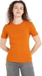 Tommy Hilfiger Damen T-Shirt Kurzarm New Slim Cody Rundhalsausschnitt, Orange (Autumn