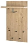 HAKU Wandgarderobe Eiche hell, schwarz, MDF, Metall - Ma&szlig;e: B 48 x H 90 x T 31 cm,
